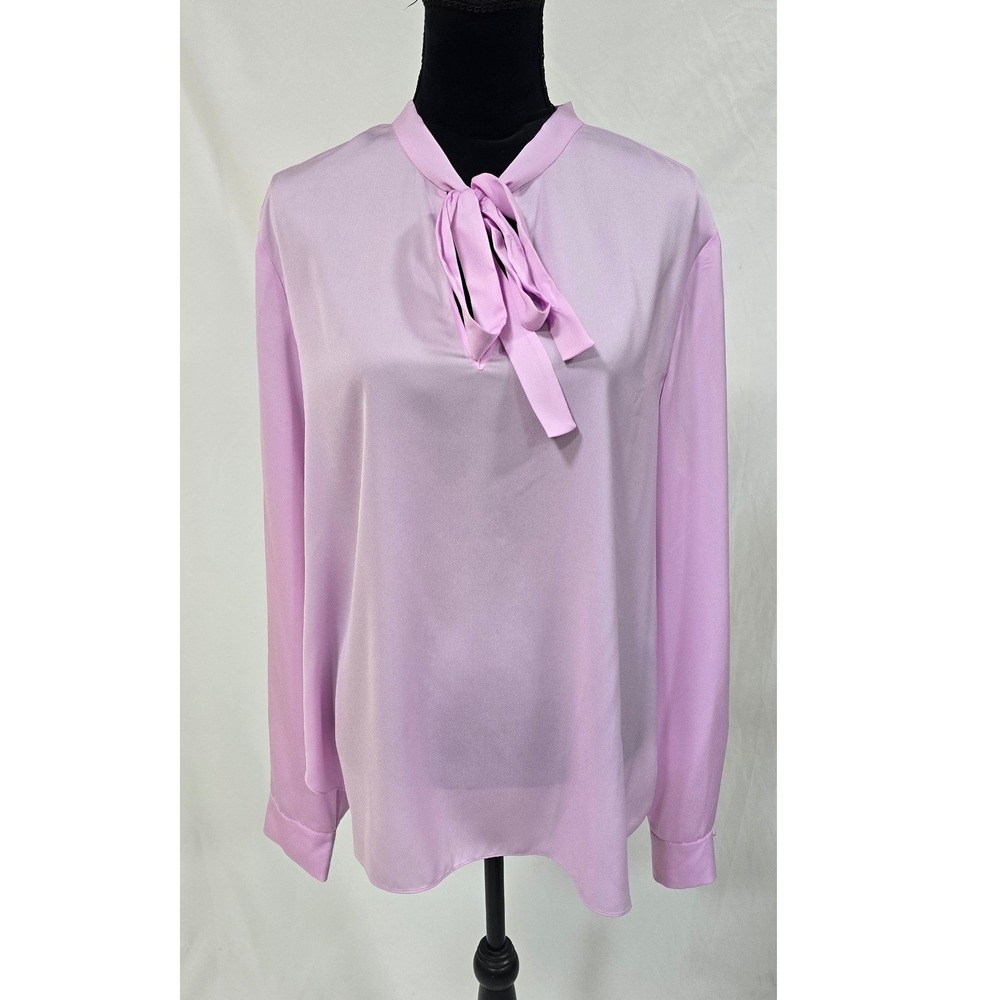 J. Crew Factory women XXL secretary blouse pink tie neck academia collegiate